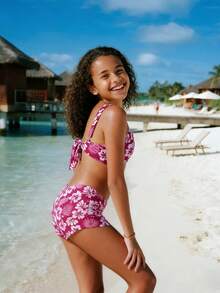 Women's Bikini Children's Bikini Girl Youth Bikini Beach, Party, Sophisticated, Pool, Cartoon, Vacation, Beach, Party, Sophisticated, Pool,LARA VIVA - 珊瑚粉 - 查看 2