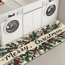 Felpudo con tema navideño, de poliéster, alfombra decorativa para el piso adecuada para la entrada del hogar, sala de estar, dormitorio y cocina