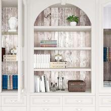 1 Rolle selbstklebende abnehmbare Vinyl für Heimdekoration, Küchenarbeitsplatte und Regalabdeckung, Vintage Wandraumdekoration Verwitterter Holzwandkunsteffekt Wandaufkleber, einfach zu installieren, wasserfest und leicht zu reinigende Tapete zum Abziehen und Aufkleben, ästhetische Raumdekoration