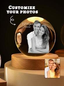 个性化3D水晶照片，捕捉难忘瞬间 - 4种款式，可定制水晶照片，激光雕刻玻璃立方体，送给情侣、男女朋友、家人和朋友的独特礼物 - 完美适用于圣诞节、个性化生日、周年纪念日、婚礼和浪漫场合，家居装饰，点缀您的家，纪念品，可重复使用，可爱，高品质，办公装饰，优雅生活，永恒的爱 - 彩色 - 查看 20