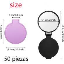 WADY Espejos Compactos, 50 Piezas Espejo de Bolsillo, Espejo de Maquillaje Plegable, Espejo Redondo de Bolsillo, Espejo de Mano Espejo Cosmético, Espejo Plegable Redondo Compacto (Rosa) - Negro - Ver 8