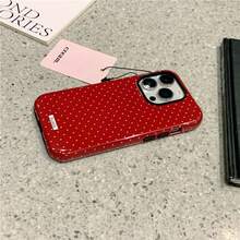 Red White Polka Dots Pattern Film Phone Case For IPhone 17 Air/16/15/14/13/12 Pro Max 14 15 16 17 Plus 11/X/Xsmax/Xr/7/8/Se Thickened Double-Layer 2-In-1 Drop-Proof Protective Case For Samsung S21 S22 S23 S24 S25 PLUS/ULTRA/FE/EDGE A71 A56 A55 A54 A53 A52 A36 A34 A06 A13 A14 A15 A16 A23 A25 A26 Anti-Yellowing And Bright Colors - 黑色 - 查看 3