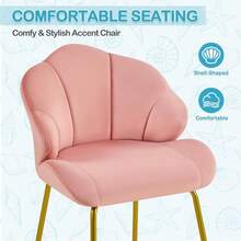 Poltrona in Velluto Moderno Poltrocina con Schienale a Forma di Conchiglia Sedia Imbottita da Lettura per Soggiorno Camera da Letto Ufficio Sedia Laterale da Salotto