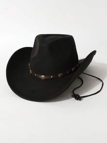 1 件男女通用铆钉装饰高品质防风绳宽边帽，欧美风格西部牛仔帽，时尚简约软呢帽，适合日常穿着、派对、西部主题活动、聚会、角色扮演、毕业典礼、化妆舞会、节日、生日庆典、音乐会 - A - 查看 8