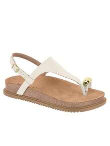 Beira Rio Women's Suede Toe Flatform Sandal, Low Platform, Comfortable, Original - White OFF - View 1