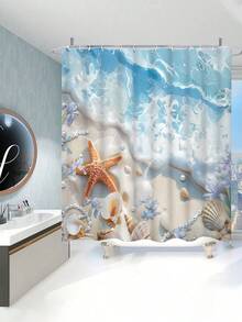 1/4 件梦幻波浪海滩浴室窗帘套装 - 防水浴帘，带 12 个挂钩，防滑浴垫，马桶 U 型垫，座套，淋浴装饰配件浴室配件返校浴室装饰 - 彩色 - 查看 19