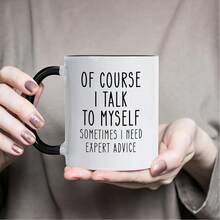Taza de experto divertida "Por supuesto que hablo conmigo mismo" Taza de café divertida de 11 onzas para hombres Tazas de café divertidas para mujeres Taza de sarcasmo Taza de café No me hables, uso sarcasmo en el trabajo Taza Regalos de broma para Navidad