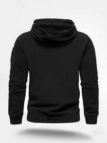 Men's Autumn/Winter Fashion Multi-Pocket Spider Embroidery Fleece Hoodie Sweatshirt