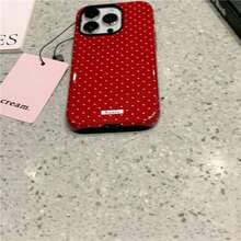 Red White Polka Dots Pattern Film Phone Case For IPhone 17 Air/16/15/14/13/12 Pro Max 14 15 16 17 Plus 11/X/Xsmax/Xr/7/8/Se Thickened Double-Layer 2-In-1 Drop-Proof Protective Case For Samsung S21 S22 S23 S24 S25 PLUS/ULTRA/FE/EDGE A71 A56 A55 A54 A53 A52 A36 A34 A06 A13 A14 A15 A16 A23 A25 A26 Anti-Yellowing And Bright Colors - 黑色 - 查看 2