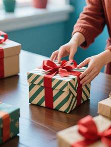 1卷22米双面缎带，适用于DIY玫瑰装饰、礼品包装 - 婚礼派对蝴蝶结缎带，也可用于桌椅装饰、拱门、礼品盒、蛋糕装饰、服装配饰、编织，营造优雅的节日氛围，蝴蝶结缎带，圣诞节、返校季、假期 - 酒紅色 - 查看 2