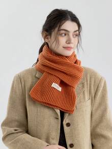 1 szt. Jednokolorowy szalik, elegancki i wszechstronny na jesień/zimę, przyjazny dla skóry, teksturowany w paski, odpowiedni na wyjścia, randki, do noszenia na co dzień lub do pracy