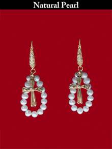 1 Paar modische Perlenohrringe, natürliche weiße Perlohrringe, Alltagstragen & Geschenkbox für Frauen