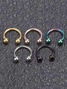 5pcs Stainless Steel Cute Septum Nose Hoop Rings Cartilage Horseshoe Earrings For Women Men Belly Lip Body Piercing Jewelry