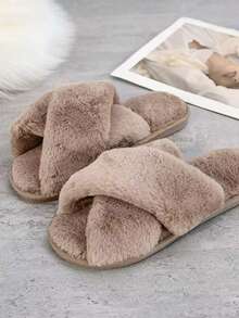 Personalized Fluffy Slippers/Fluffy Cross Slippers/Fluffy Slippers/Bridesmaid Gift/Custom Bride Slippers/Bride To Be Gift/Bachelorette Party