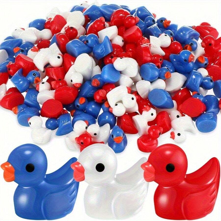 60 Pieces Mini Duck, Independence Day Duck Statue, Patriotic Duckling Statue Wholesale, Memorial Day Decoration Miniature Resin Duck Christmas Miniature Garden Landscape, Statue Ornament, Christmas, Halloween Gifts - 隨機60件 - 查看 1