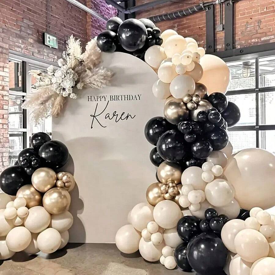 134 piezas Kit de arco de globos negro y dorado, adecuado para decoración de cumpleaños, graduación, boda, jubilación, Navidad, despedida de soltero y aniversario