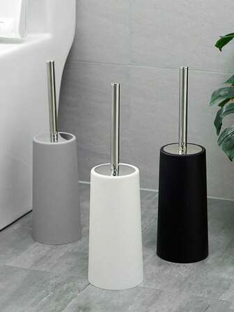 1 Set Toilet Brush And Holder, Flexible Toilet Brush With Detachable Holder - Cleans Hard-To-Reach Areas, Long Handle Design, Suitable For Bathroom Cleaning, Durable Plastic Bristles - Back To School Cleaning Supplies, Ergonomic, Elegant And Durable, With 304 Stainless Steel Long Handle.