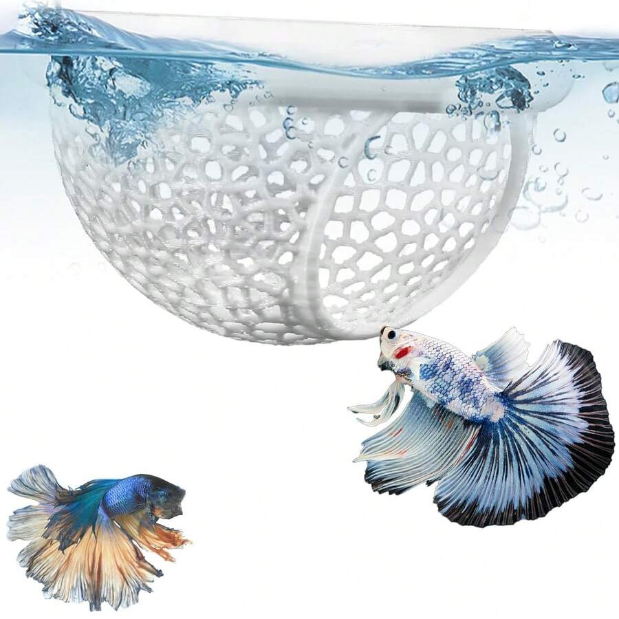 1/2 piezas Cueva flotante y escondite para camarones impreso en 3D - Hamaca multifuncional para acuario, aro de alimentación, lugar de descanso libre de estrés para peces betta, corydoras y acuarios pequeños