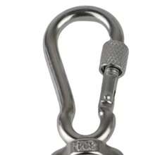 Ganchos giratorios de acero inoxidable, hebilla de correa de perro con bloqueo, hebilla de liberación rápida, mosquetón, Clips para caminar, mochila de Camping SZ4J - M7 - Ver 5