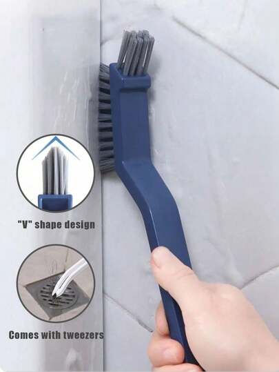 1pc, Kitchen And Bathroom Gap Cleaning Brush, Multi-Functional Dual-Purpose Cleaning Brush With Hair And Dirt Cleaning Clip, With Hook For Hanging Storage, Kitchen Multi-Functional Gap Brush Cleaning Tool, Cleaning Supplies, Suitable For Kitchen, Window Sill, Floor Gap Cleaning, Bathroom Cleaning, Toilet, Bathtub And Shower Cleaning.