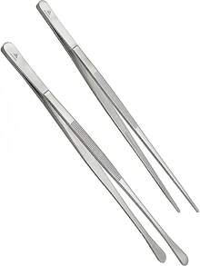 Pinzas de cocina profesionales largas con puntas redondas y curvas para agarrar y manipular alimentos - plata - Ver 7