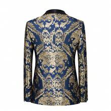 Mens Tuxedo Jacket Paisley Shawl Lapel Suit Blazer Coat Jacket For Dinner,Prom,Wedding - 藍色 - 查看 4