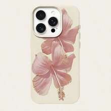 1pc TPU Material Elegant Pink Orchid Pattern Shockproof Phone Case Compatible With Iphone/ Smartphones - Kiểu 7 (1 cái) - Xem 3