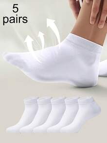 1/5/10 Pairs Men's Black, White Low-Cut Breathable Comfortable Thin Ankle Socks, Suitable For Travel/Vacation/Outdoor Activities