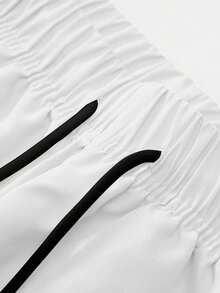 男士条纹宽松直筒运动裤，春秋季休闲慢跑裤，适合健身房锻炼、跑步、户外活动，百搭白色 - 白色 - 查看 3