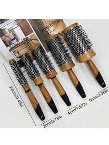 1PC Professional Round Comb Hair Brush Style, Detangling, Curling, And Blow Drying Comb For Smooth, Silky Hair, Easy To Use, Heat Resistant, Gentle On Hair, Ideal For Salon And Home Use, All Hair Types, Anti-Static, Birthday/Festive Gift, Wood Pattern Plastic Comb, 5 Sizes Boy Valentine Heart Valentine - Wood Pattern - View 2