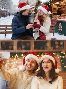 Elegante cappello natalizio imbottito per adulti - orecchie lunghe e appuntite morbide e decorazione soffice, cappello da Babbo Natale rosso e bianco, adatto per servizi fotografici natalizi, feste di Natale, Capodanno - abbigliamento natalizio comodo e durevole (lavare a mano) - perfetto per coppie, coordinati di famiglia, feste natalizie e celebrazioni - ideale per eventi di Natale e Capodanno con cappello rosso/bianco, cappello da Babbo Natale