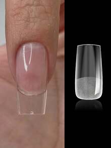 240片预成型杏仁形哑光亚克力美甲贴纸，全覆盖凝胶美甲贴纸，方形透明凝胶按压式假指甲，适用于美甲延长和居家DIY美甲