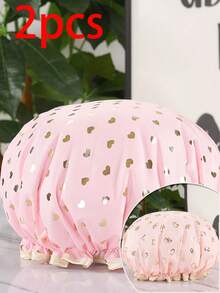 Waterproof Double-Layer Shower Cap Elastic Shower Hair Cap For Men, Women & Adult Kitchen Oil-Proof Face Mask Cap (For Shower Use To Prevent Hair Wetness, Not Suitable For Sleeping) Sleep Bonnet,Summer,Beach,Hat - 2pcs (various Styles) - View 15