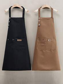 1 pieza Delantal de tela con diseño de peinado de salón con tirantes ajustables y bolsillos dobles, uniforme de trabajo para chef, restaurante de barbacoa, bar, cafetería, salón de uñas - Multicolor - Ver 2