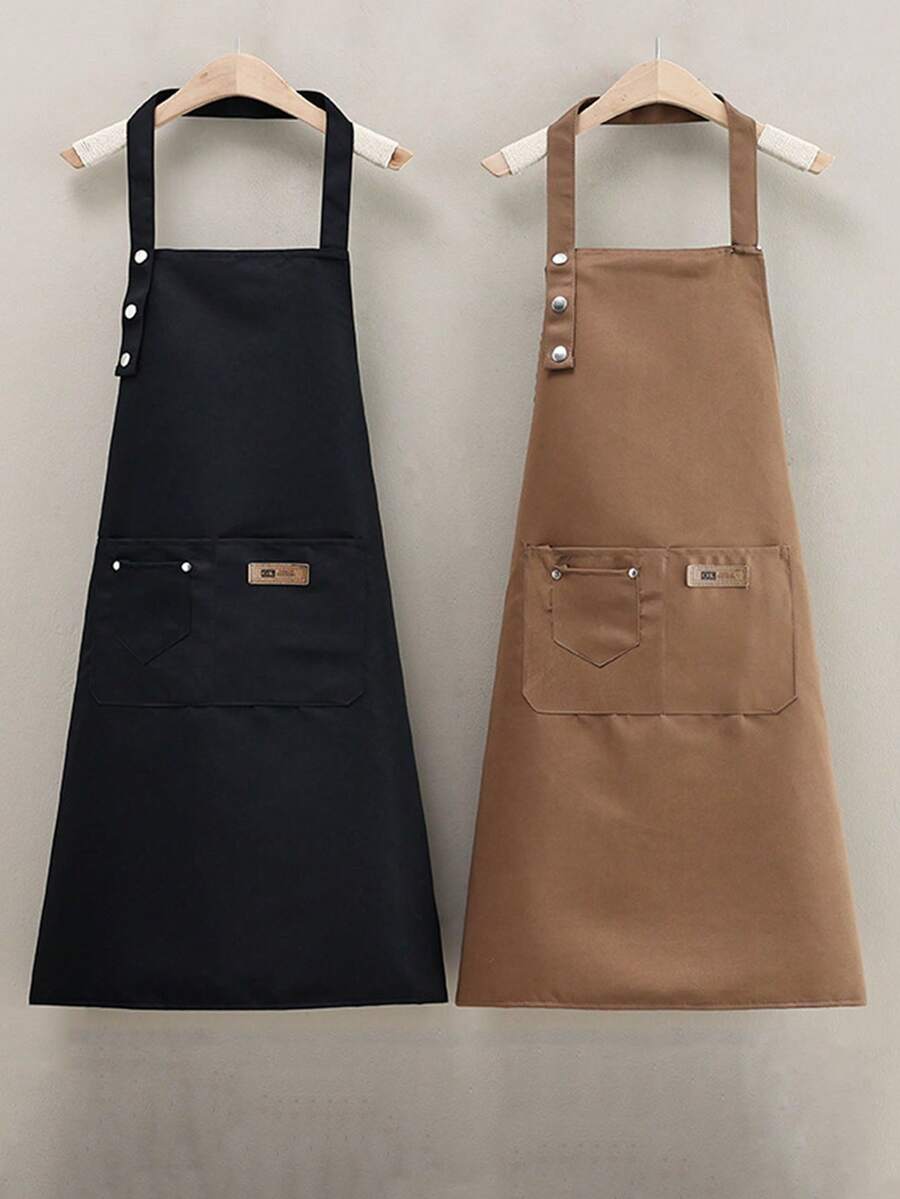 1 pieza Delantal de tela con diseño de peinado de salón con tirantes ajustables y bolsillos dobles, uniforme de trabajo para chef, restaurante de barbacoa, bar, cafetería, salón de uñas
