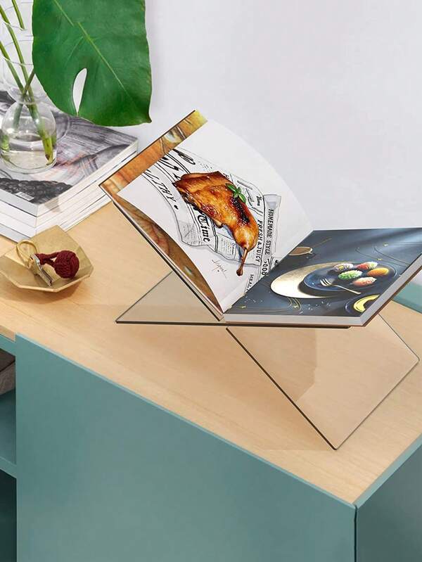 Soporte de libro en forma de X de acrílico, soporte de libro, libro de escritorio, estante de exhibición de revistas, álbumes, estantería en forma de X, atril de lectura