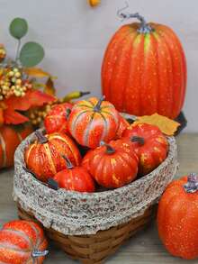 7/14pcs-Artificial Pumpkins,Orange Pumpkins Assorted Orange Plastic Pumpkin Decorations Assorted Large Faux Harvest Pumpkins For Autumn Thanksgiving DIY Craft Artificial Fake Foam Pumpkins Halloween Seasonal Holiday Decor Decoration,Wedding & Party (Orange)