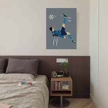 Framed 2D Canvas Modern Wall Art 1pc Ronaldo Bicycle Kick Packaging Wooden Frame Home Decoration Classic Decorative Art Style Suitable For Bedroom, Living Room, Coffee Shop, Dormitory, Bathroom, , Mother'S Day, Easter, Dormitory Decoration, Wall Fashionable Illustration - Đóng khung - Xem 5