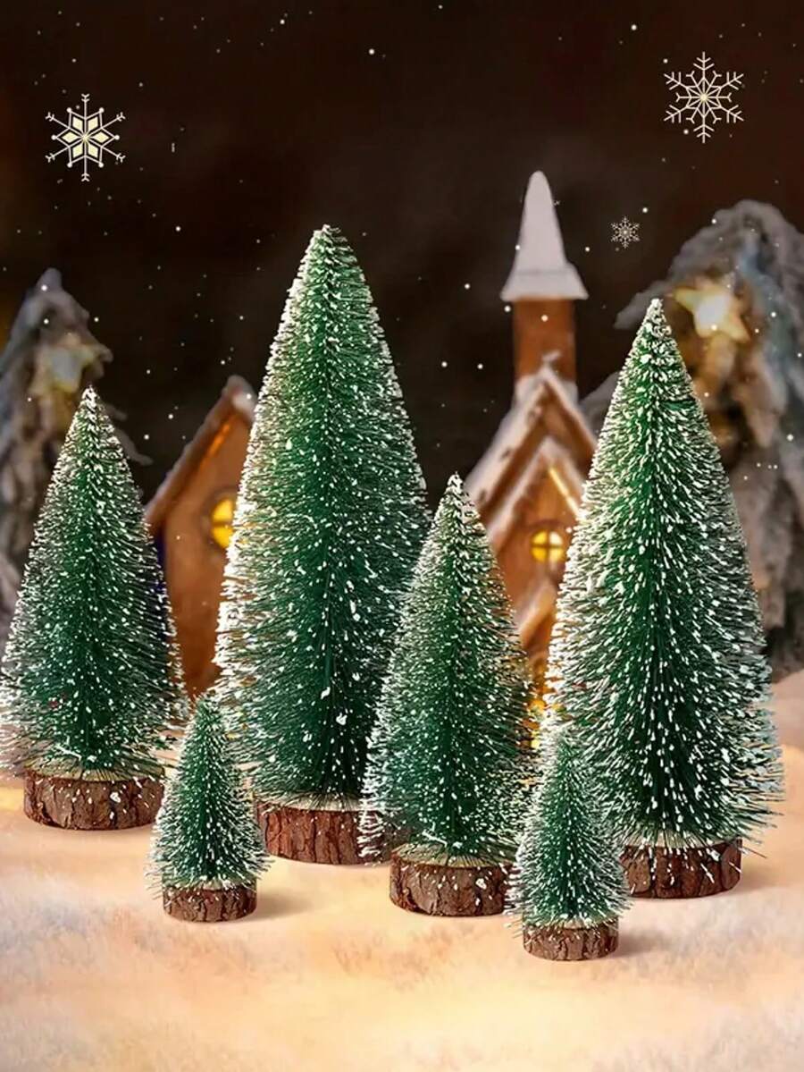 Snow Green Mini Artificial Christmas Tree, Small Christmas Tree, Christmas Home Decoration, Miniature Christmas Tree, Bottle Brush Tree, Suitable For Winter Halloween Decoration Furniture - Multicolor - View 1
