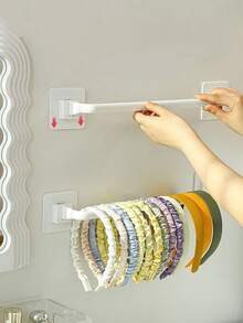 1 件/2 件发夹和头带收纳架，无需钻孔 - 白色 - 查看 2