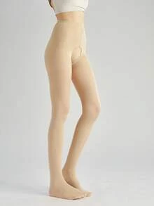 1件装女士加厚无裆连裤袜，不透明，舒适保暖 - 杏色 - 查看 7