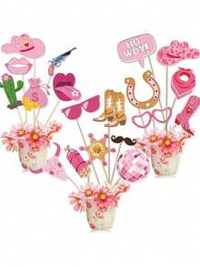 1 Set Western Style Denim Photo Prop Set, Cowgirl Western Party Decorations & Photo Booth Props, Suitable For Wild West Themed Party