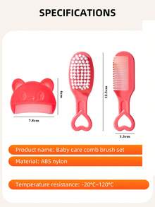 3pcs Baby Comb Set, Newborn Soft Hair Brush, Baby Bath Brush, Baby Care Grooming Tools - Multicolor - View 2