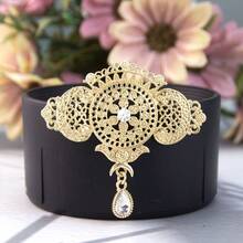 1 pezzo Elegante spilla mediorientale araba per hijab e scialli, gioiello tradizionale da sposa, pendente a goccia d'acqua con motivo floreale arabo traforato