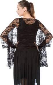 Women's Lace Shawls And Wraps For Formal Evening Party Dress,Bride Bridesmaid Shawl Veil For Wedding - 黑色 - 查看 1