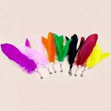 1pc/2pcs/5pcs Artificial Cat Feather Toys, Cute Cat Teaser Toys, Random Colors, With Bells, Feather Replacement Heads, Suitable For All Cats - Multicolor - View 8