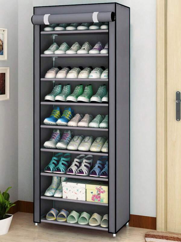 1 pièce Étagère à chaussures couverte anti-poussière, étagère de rangement, gain d'espace, robuste, , facile à monter et démonter, portable, convient pour le salon, la chambre, l'entrée, le bureau, la maison, rangement multi-couches, cadeau de fête, cadeau de Noël, cadeau pour enfants