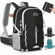 IGOLUMON Mochila 40L Senderismo Transpirable Impermeable Plegable Hombre Mujer Camping Beber - Negro - Ver 9