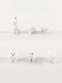 5pcs/6pcs/10pcs Mini Polar Bear Figurines, Miniature Polar Bear Statues, Christmas Tree Decorations, Suitable For Snowy Scenes, Creative Polar Animal Decor, Holiday Decoration Craft Accessories, Indoor & Outdoor Display - Multicolor - View 11