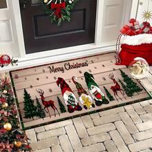 Felpudo con tema navideño, de poliéster, alfombra decorativa para el piso adecuada para la entrada del hogar, sala de estar, dormitorio y cocina